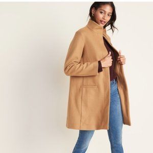 Soft-Brushed Funnel-Neck Coat for Women